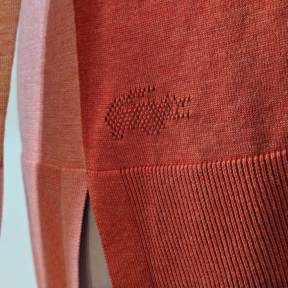 Lacoste Womens Sweater Size S/38 Salmon Orange Deep V-Neck Colorblock Cotton - Picture 4 of 9